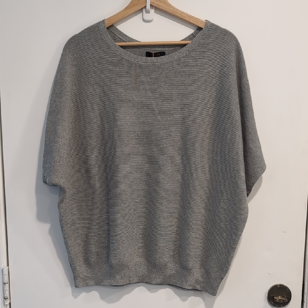 Quince NEW Lightweight Cotton Cashmere Link-Stitch Dolman Sweater Gray Medium - Picture 5 of 6